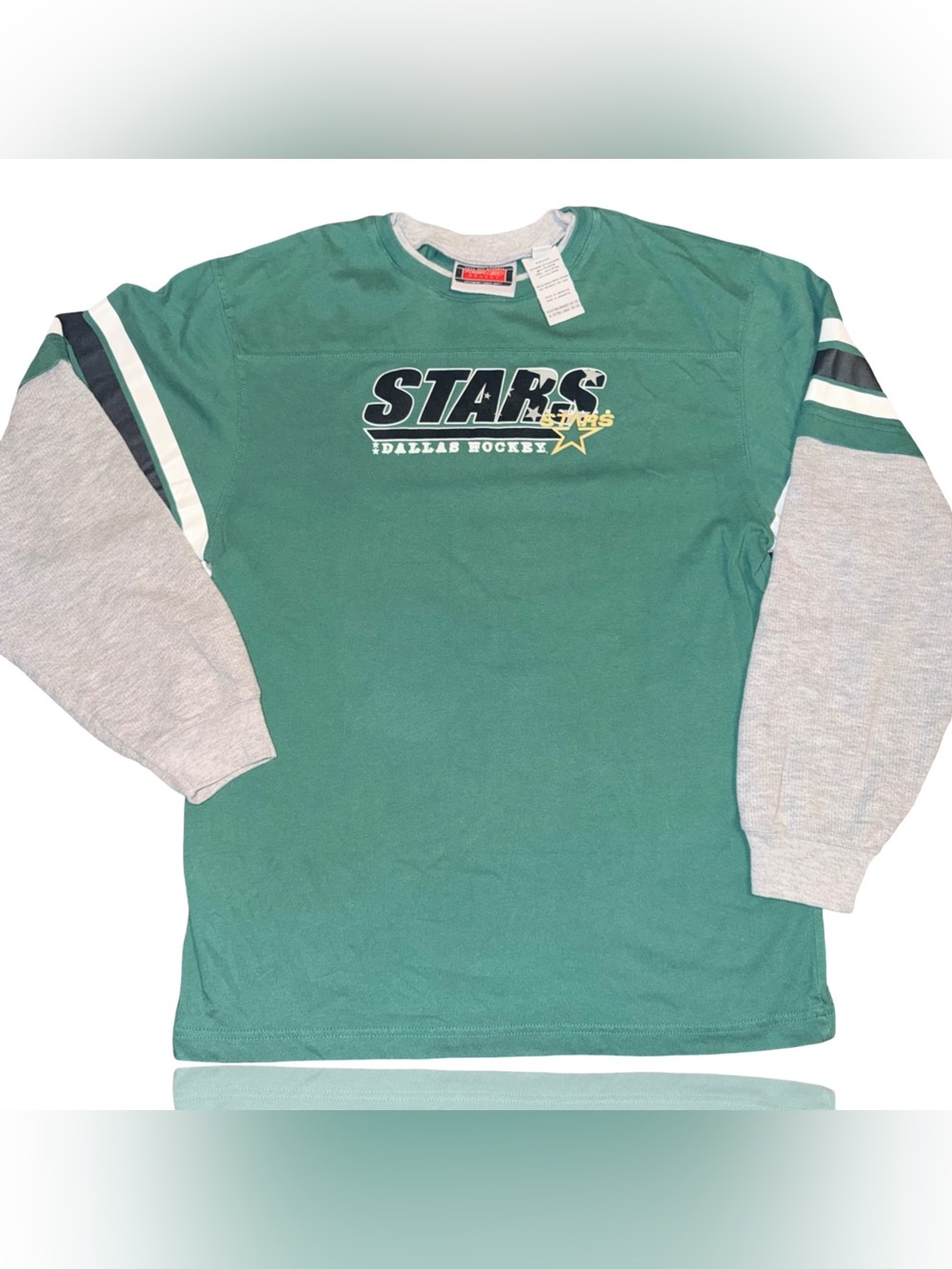 Vintage Dallas Stars Long Sleeve Crewneck Shirt Child’s  XL Green Layered Look